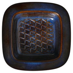 Mid-Century Modern Einar Johansen Blue Stoneware Catchall, Søholm, Denmark 1960s