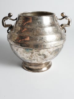 Silver Plated Globe Vase with Handles, Art Déco, 1950s, Sweden