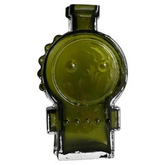 Ahkeraliisa, Busy Lizzie, Green Sculptural Glass Vase by Helena Tynell, 1968