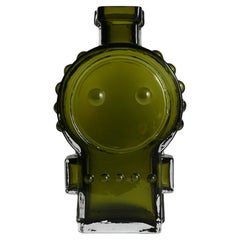 Ahkeraliisa, Busy Lizzie, Green Sculptural Glass Vase by Helena Tynell, 1968