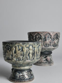 Pair of Mid-Century Michael Andersen & Son Relief Ceramic Bowls, 1960s, Set of 2