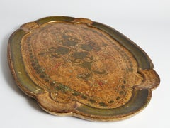 Florentine Rococo Giltwood Tray with Scalloped Form, Italy, Mid-20th Century
