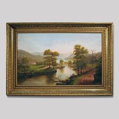 Landscape View of Fishermen on the River