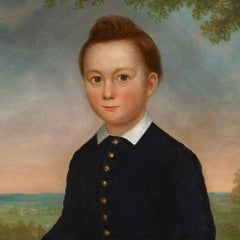 Portrait of a Young Boy Holding a Hoop and a Hat