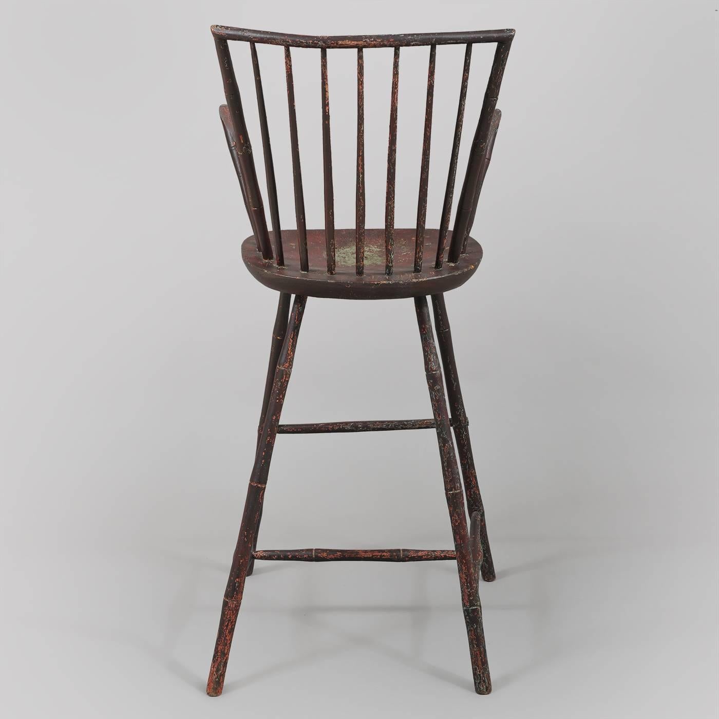 Tall Painted Windsor Armchair In Excellent Condition For Sale In Litchfield, CT
