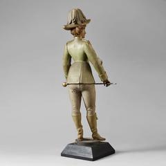 Carved and Painted Band Organ Figure of a Young Woman  Dressed in a Parade Unifo