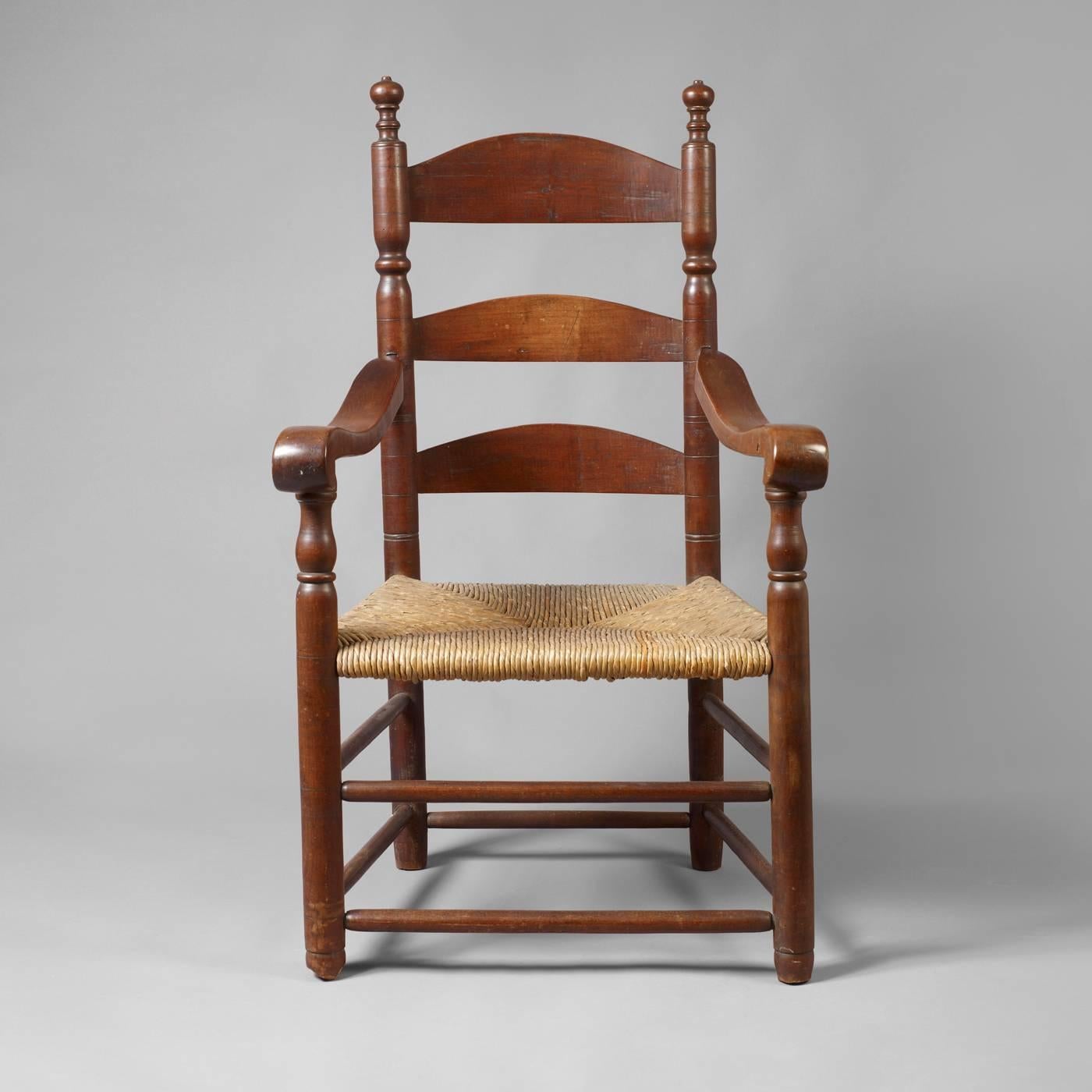 Probably New York, ca. 1720-1750.
Maple, Ash, rush seat
Excellent condition, full height, wonderful patina.
The rush seat is at least 100 years old and the finish is at least 150 years old.