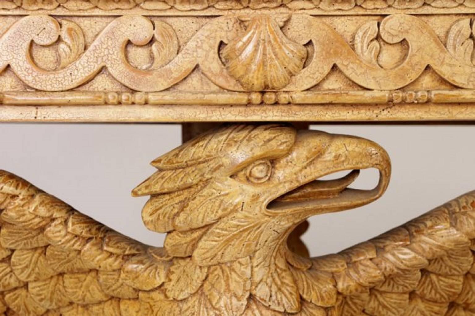 European Wonderful 20th Century Carved Wood Eagle Console