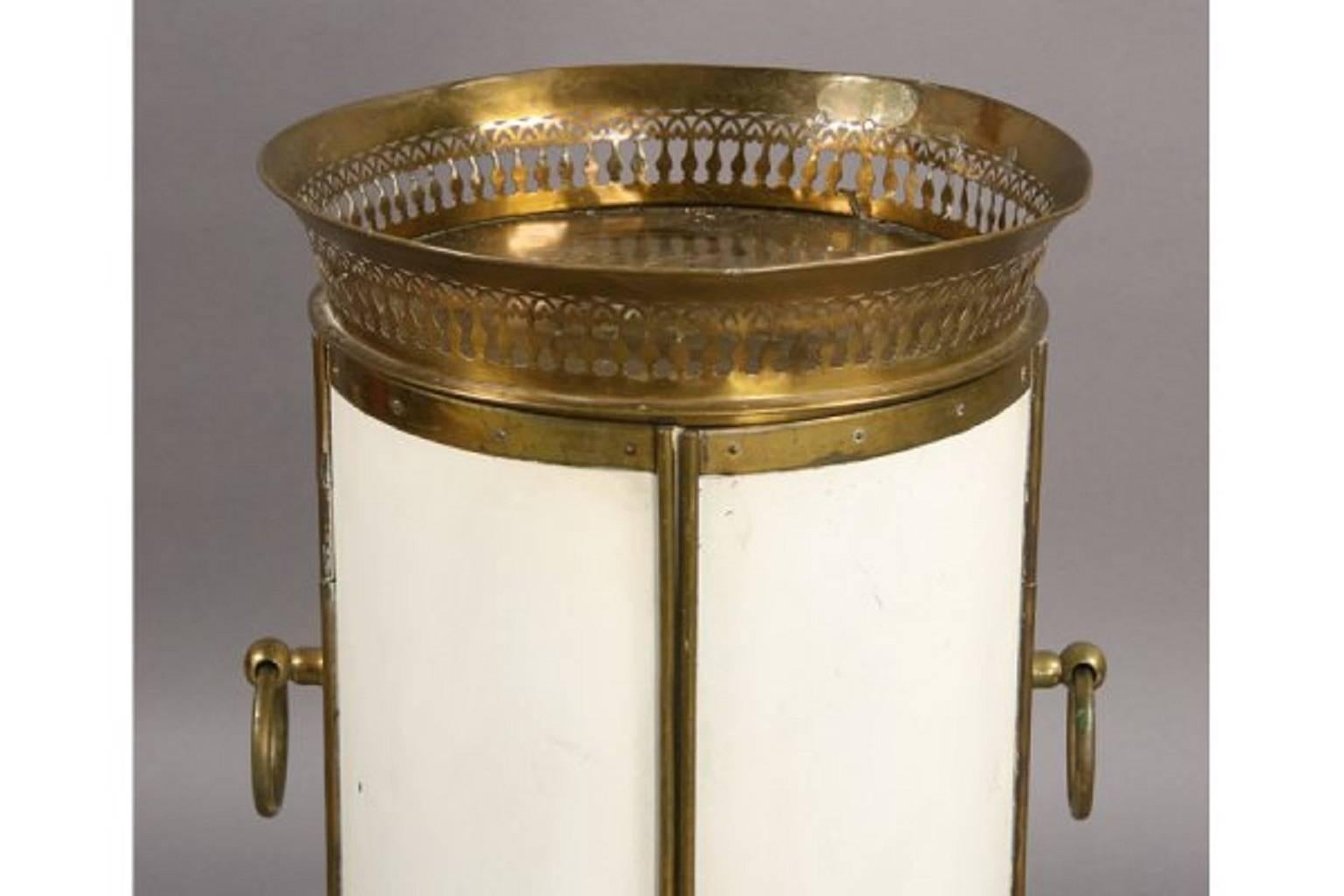Early 20th Century Empire Style Tole Brass Cylindrical Plate Cabinet