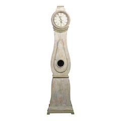 Swedish 19th Century Light Grey Painted Wood Mora Clock