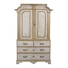 Swedish 18th Century Period Rococo Painted Wood Linen Press 7