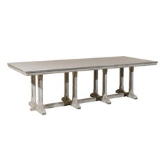 Large European Grey Painted Wood Rectangular Dining Table
