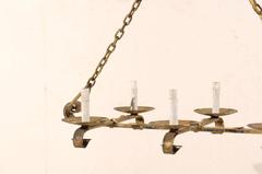 French Vintage Six-Light Gilded Iron Chandelier