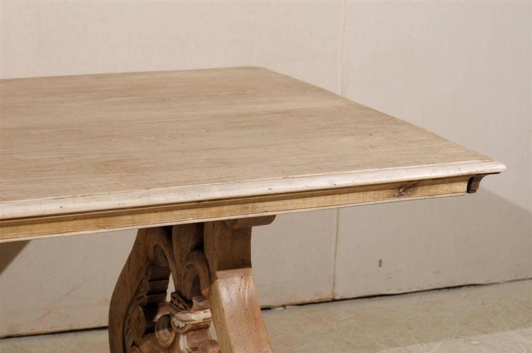 An Italian Late 19th Century Bleached Wood Dining Table with Lyre Shaped Base at 1stDibs | lyre 