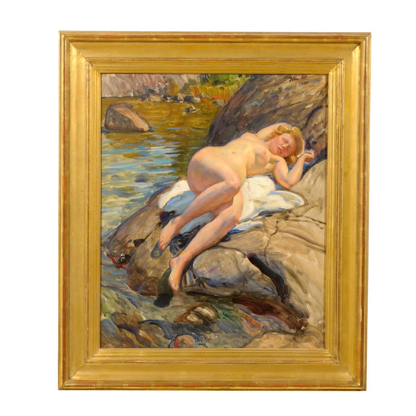 Swedish Nude Painting by Ivar Kamke, circa 1920 For Sale