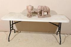 Pair of Eclectic 20th Century British Colonial Terracotta Elephants in Pale Pink