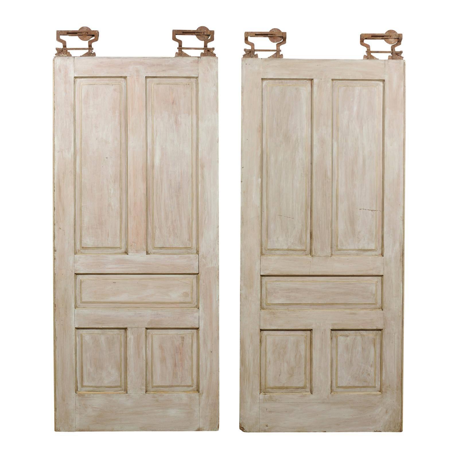 Pair of Early 20th Century Painted Wood Pocket Doors