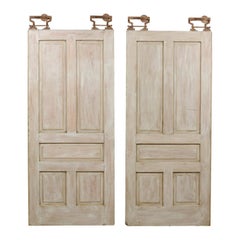 Antique Pair of Early 20th Century Painted Wood Pocket Doors