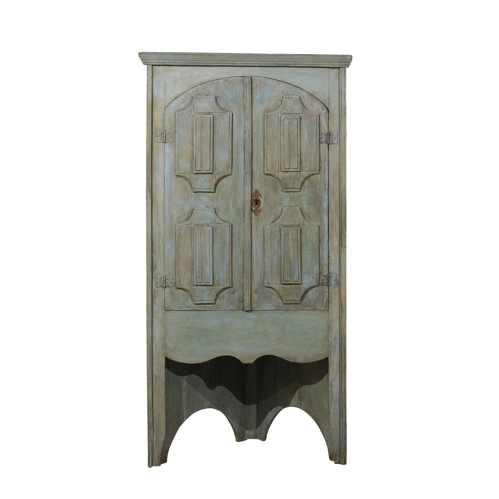 19th Century Painted Wood Corner Cabinet