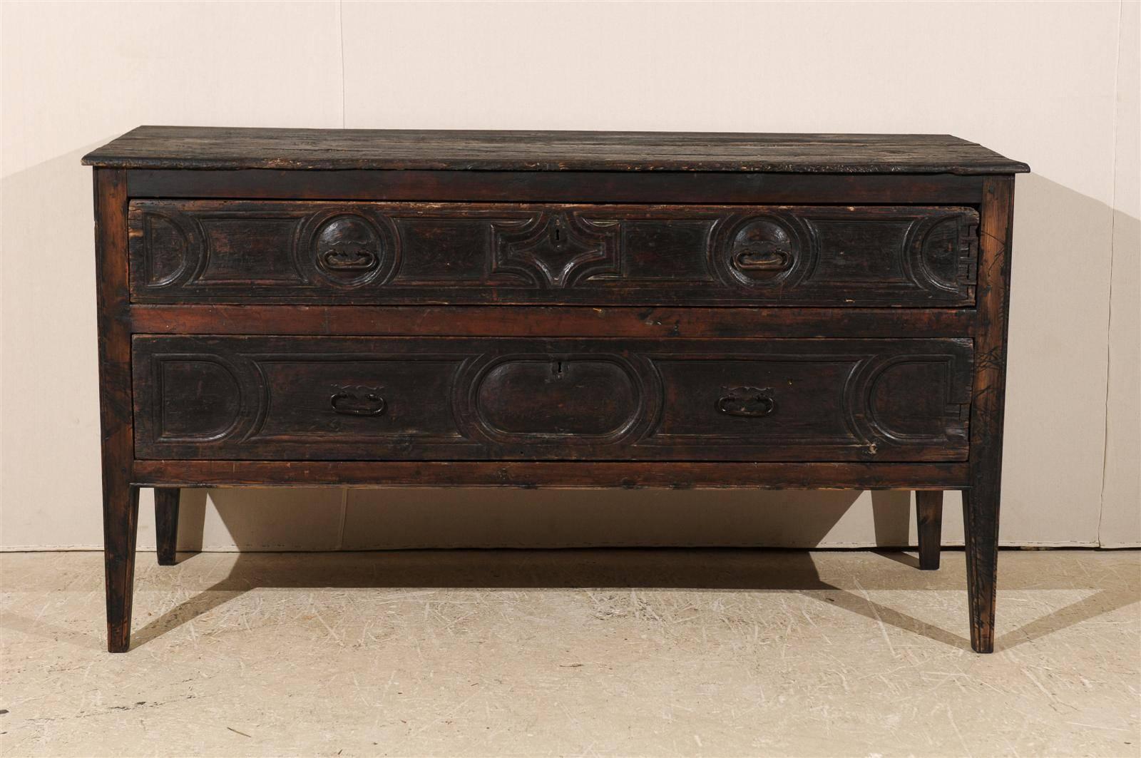 Grand 18th Century Spanish Two-Drawer Console Table/Server 4