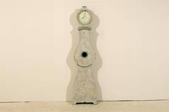 Swedish 19th Century Mora Clock with Carved Crest and Scalloped Base