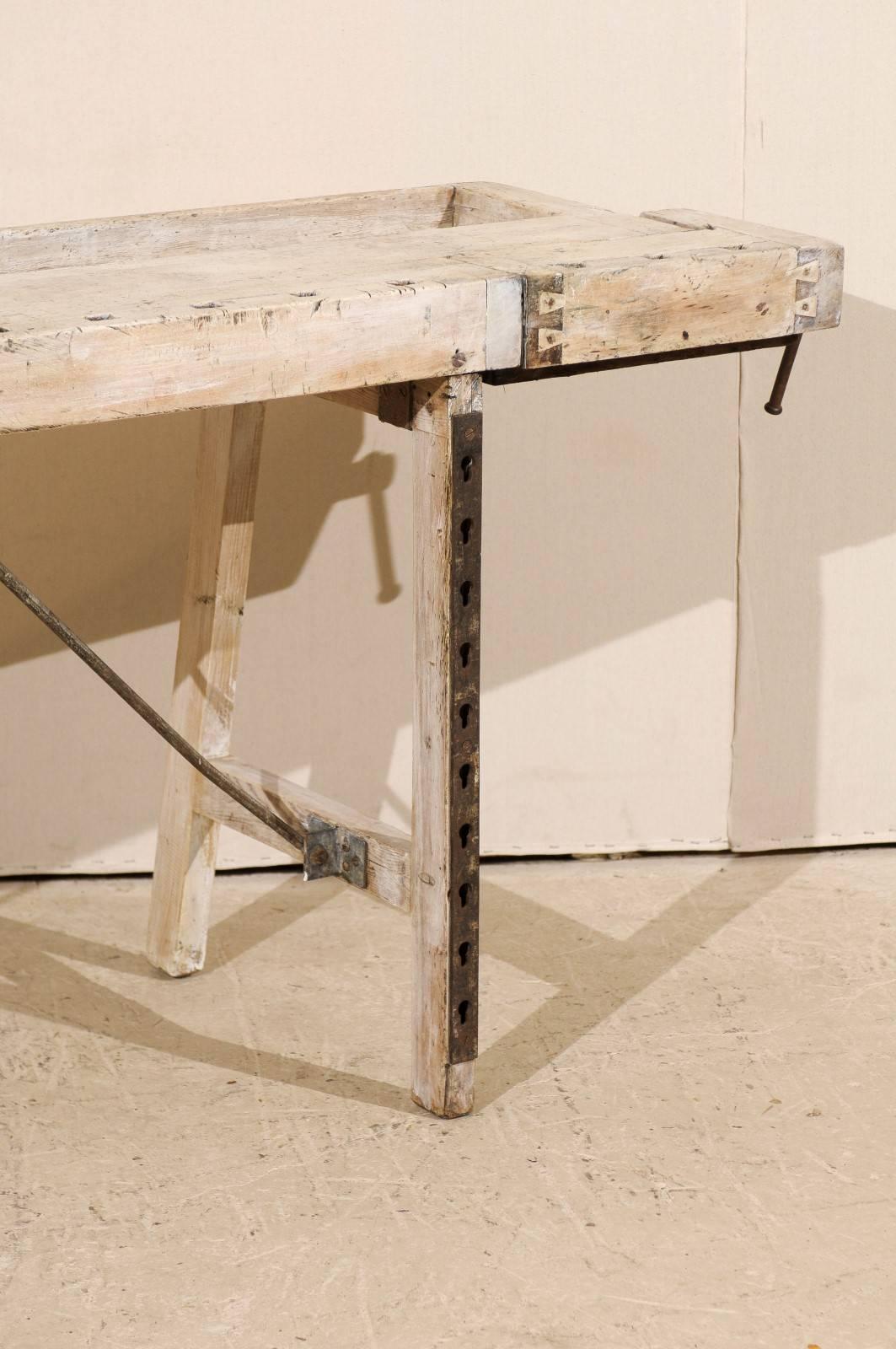 Swedish 19th Century Shop Bench Table with Adjustable Side Clamps 2