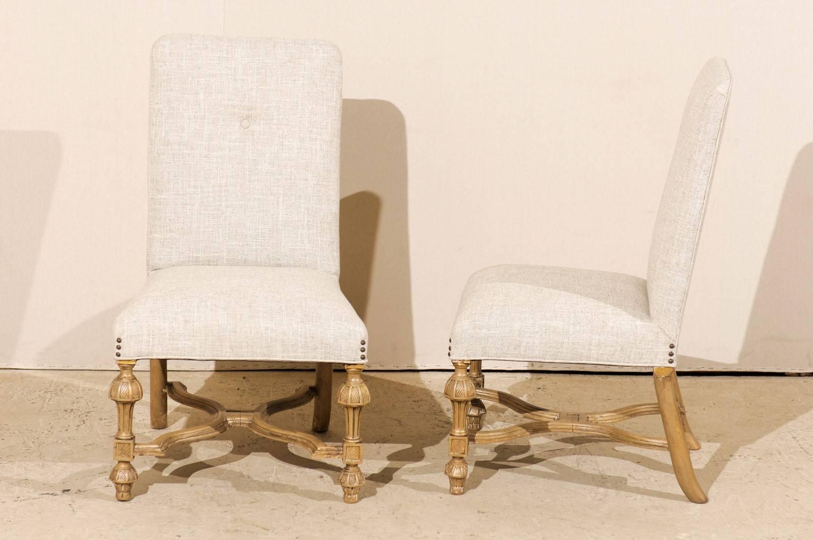italien Paire de chaises d'appoint de la fin du 19e siècle, avec brancards en croix en forme de X, originaires d'Italie en vente