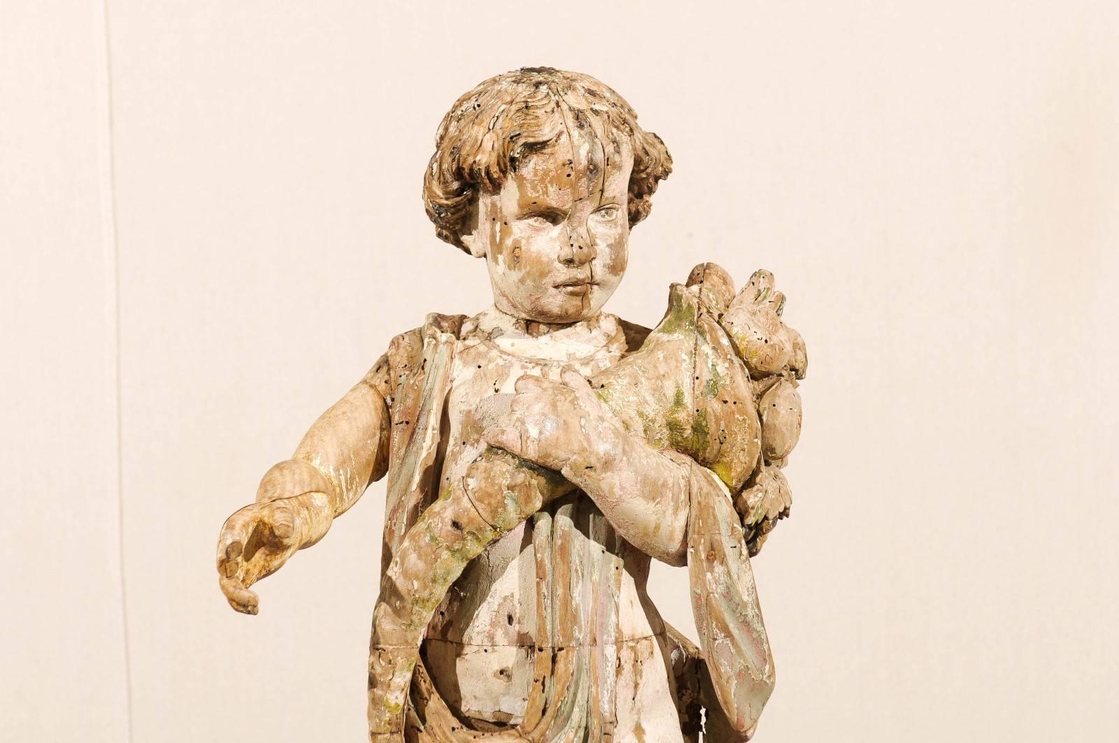 Italian 18th Century Putto/Cherub Statue Holding a Cornucopia 1