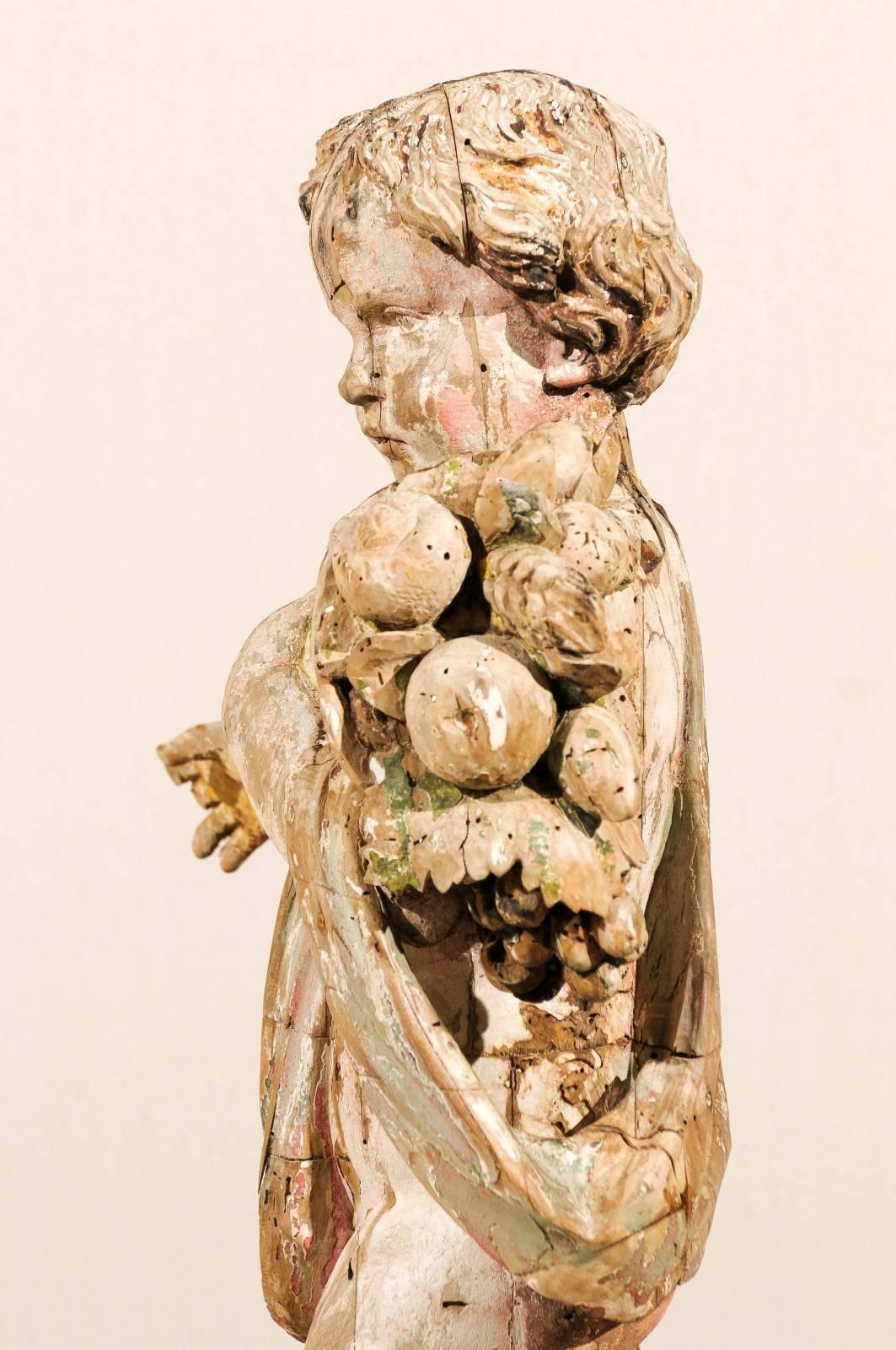 Italian 18th Century Putto/Cherub Statue Holding a Cornucopia 2
