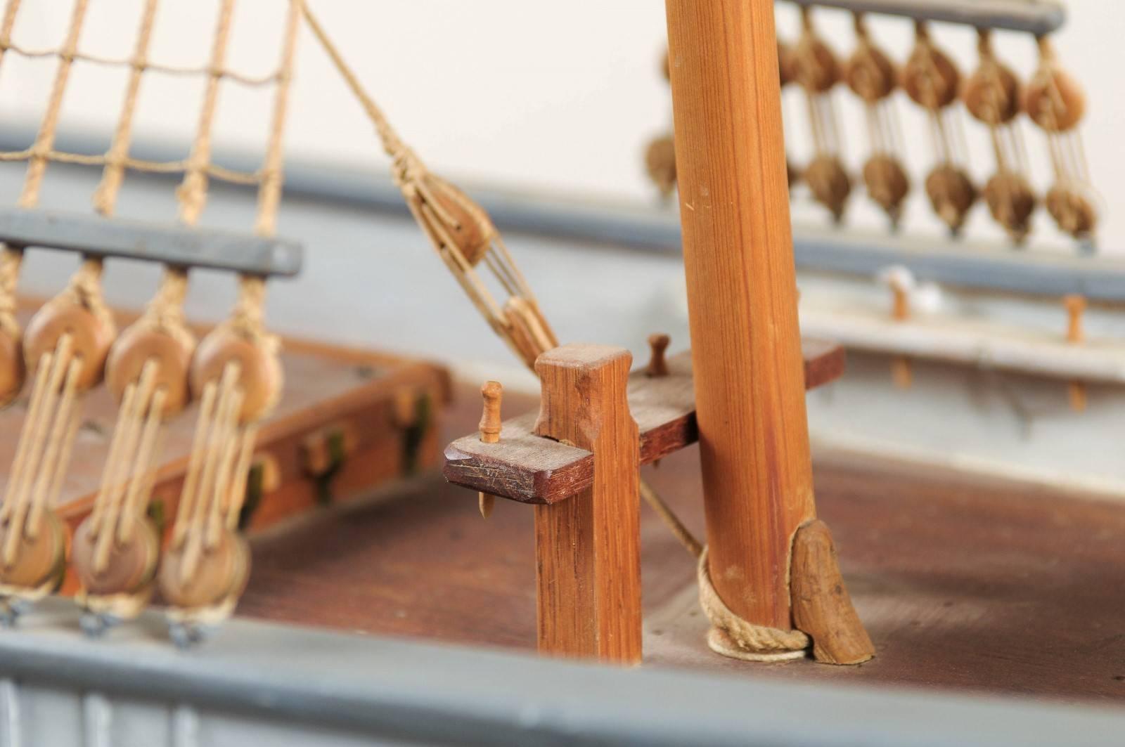 Swedish Ship Model on Stand with Two-Masts, Wooden Ketch 'or Brigantine' Layout For Sale 2