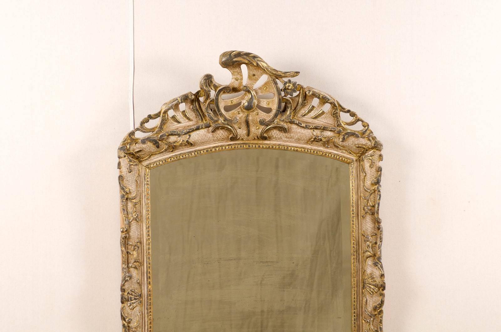 19th Century Italian Early 19th C. Rococo Style Mirror with Beautiful Pierce-Carved Crest For Sale