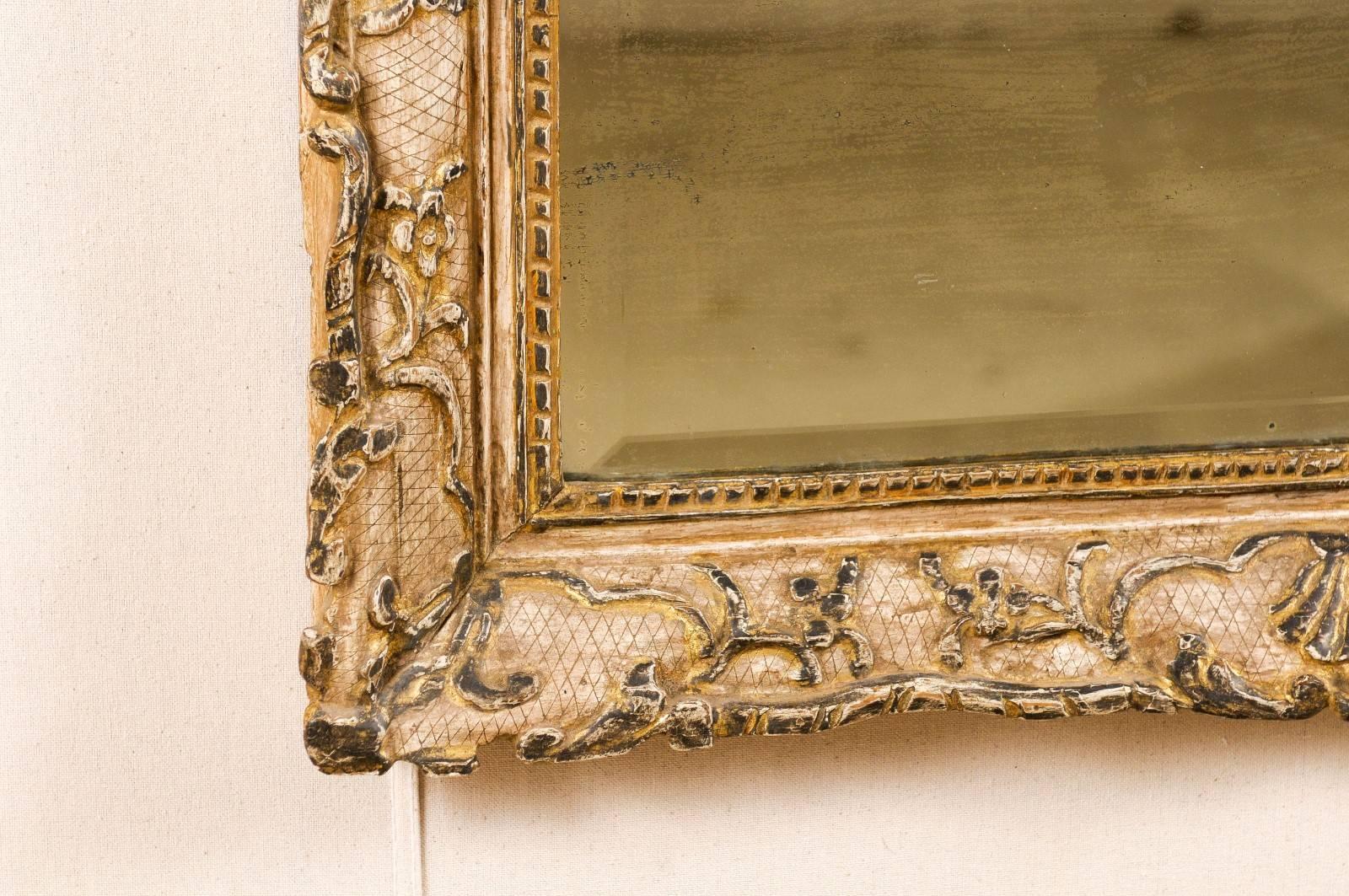 Italian Early 19th C. Rococo Style Mirror with Beautiful Pierce-Carved Crest For Sale 3