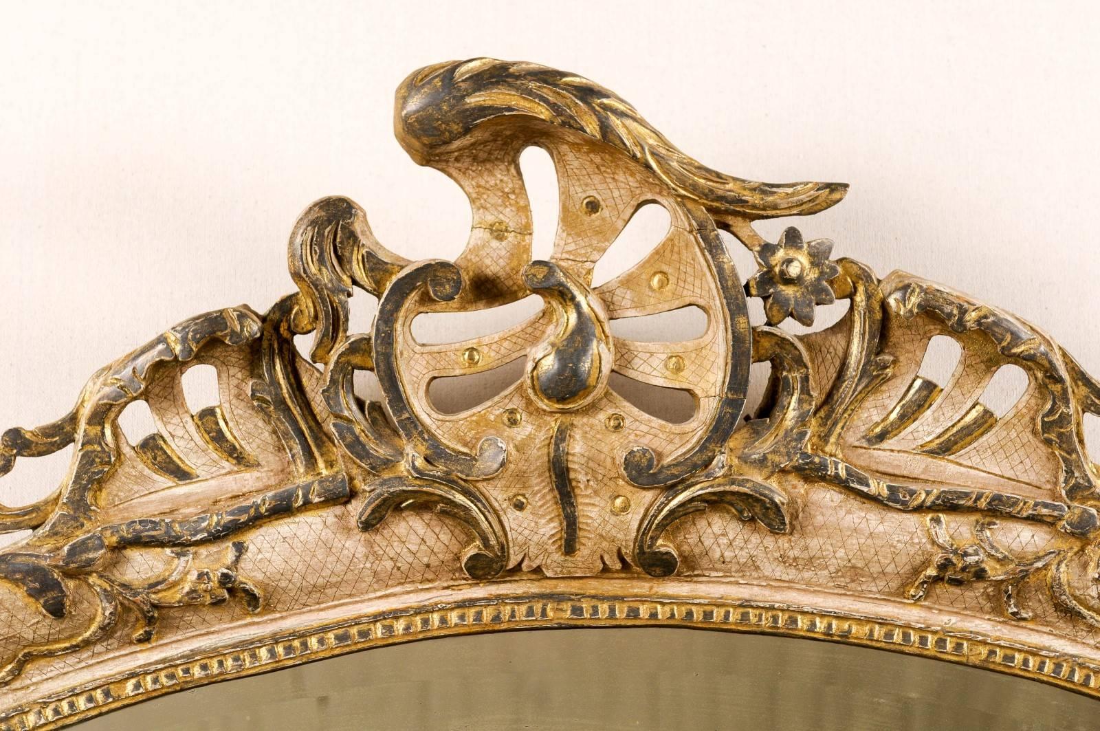 Italian Early 19th C. Rococo Style Mirror with Beautiful Pierce-Carved Crest For Sale 1