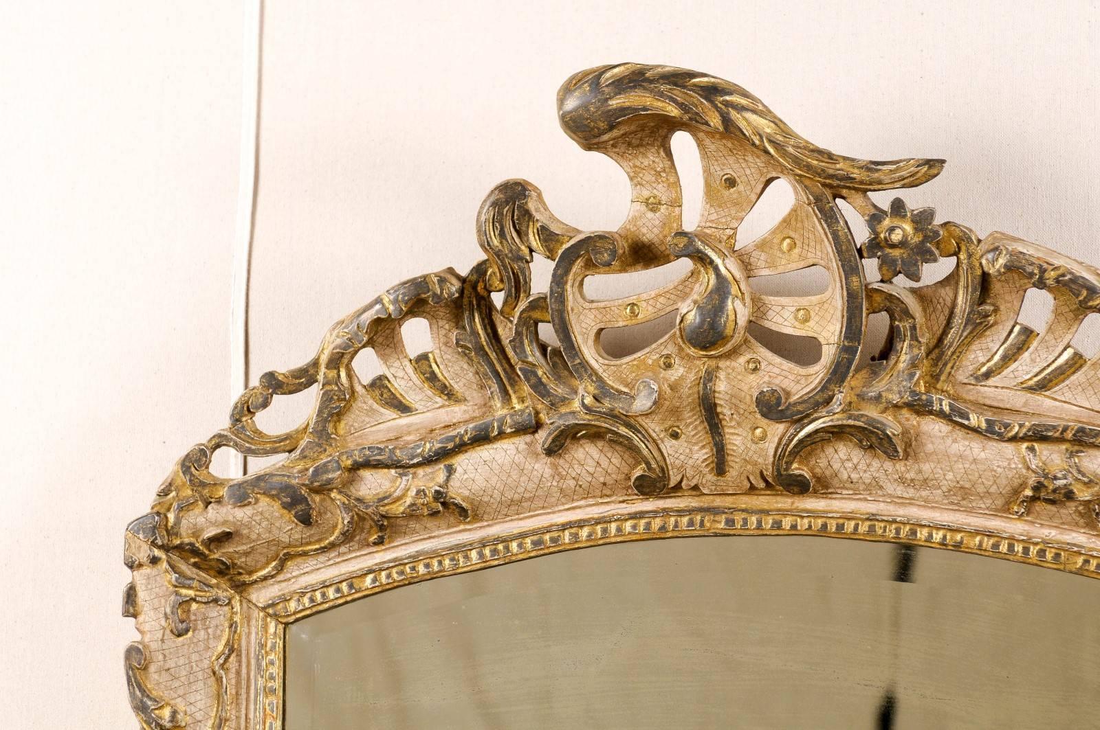 Italian Early 19th C. Rococo Style Mirror with Beautiful Pierce-Carved Crest For Sale 2