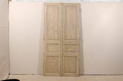 French Pair of 19th C. Three-Panel Painted Wood Doors, Approximately 8.75' Tall