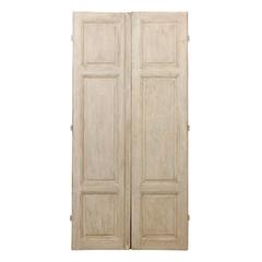 Antique Pair of Tall French Doors from the Mid 19th Century in Grey and Taupe Color