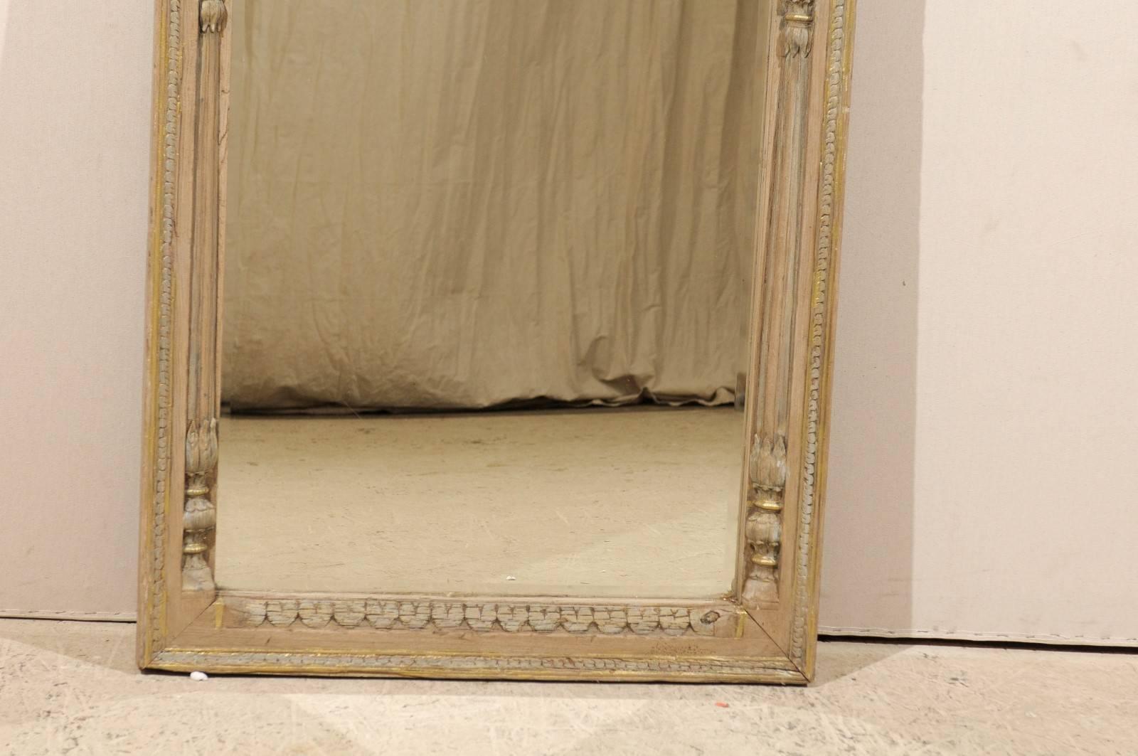 Indian Intricately Carved British Colonial Style Wood Mirror, Soft Natural Tones
