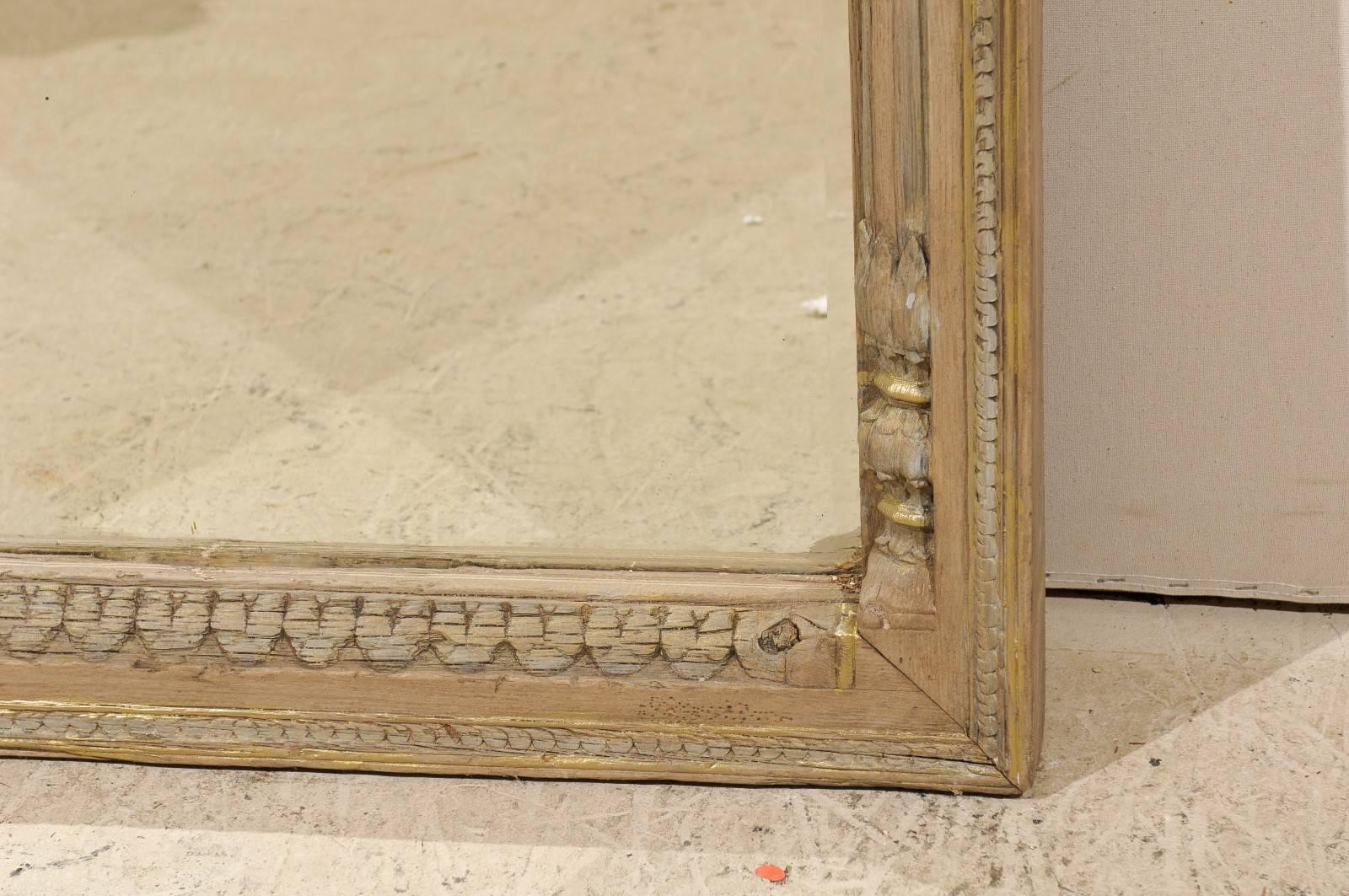 Intricately Carved British Colonial Style Wood Mirror, Soft Natural Tones 2