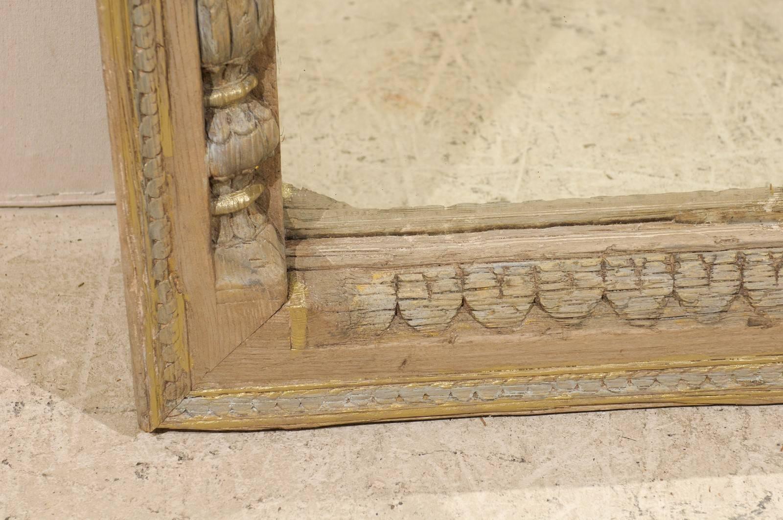 Intricately Carved British Colonial Style Wood Mirror, Soft Natural Tones 1