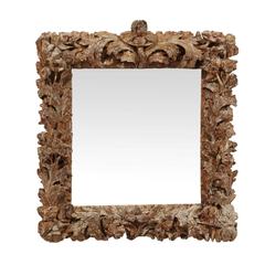 Exquisite Italian Richly Carved Mirror with Foliage Motifs, 17th-18th Century