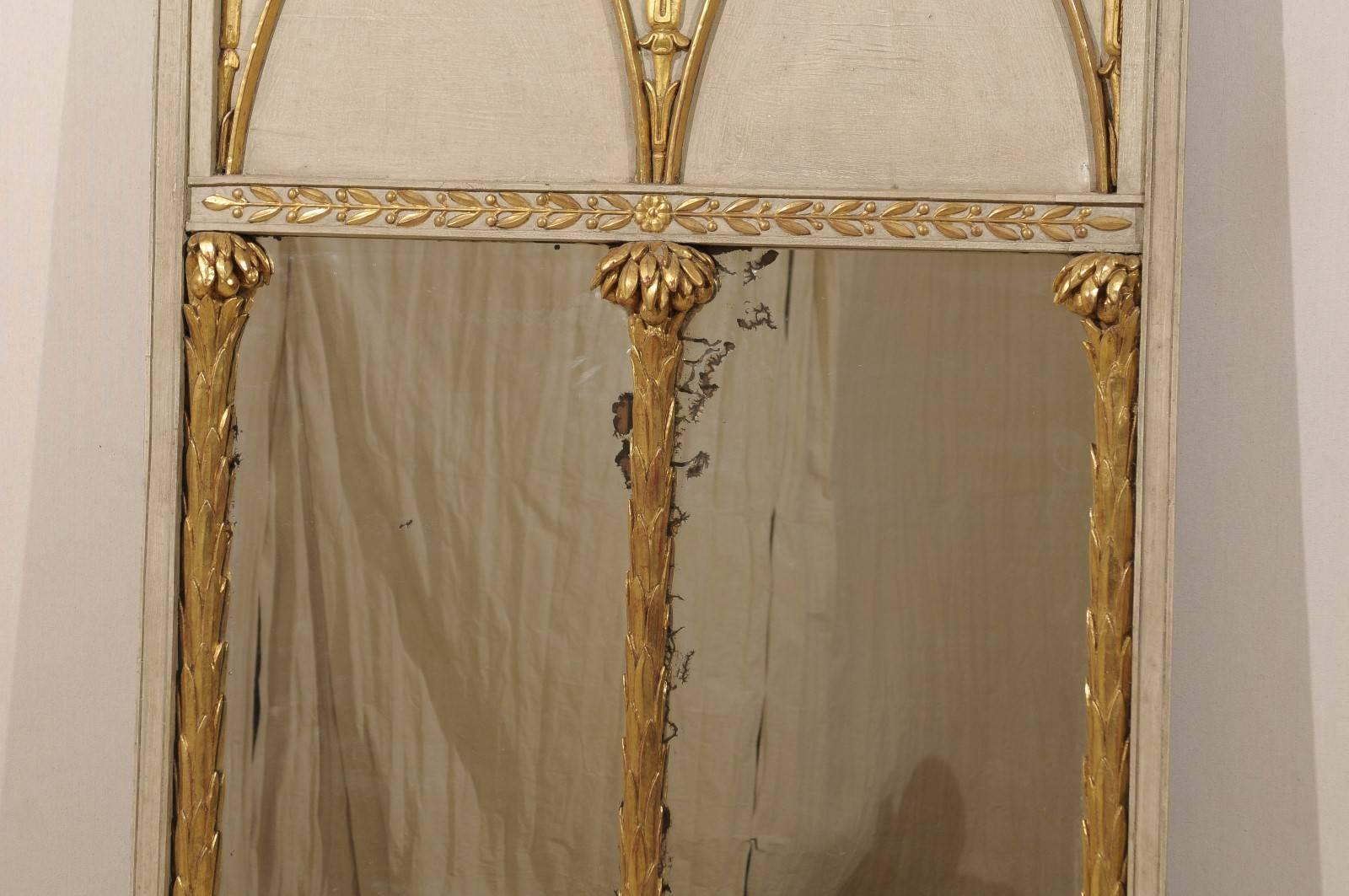 19th Century English Regency Period Trumeau Mirror with Giltwood Motifs