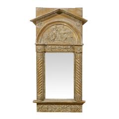 Neoclassical Swedish Wood Mirror with Twisted Columns, circa 1820