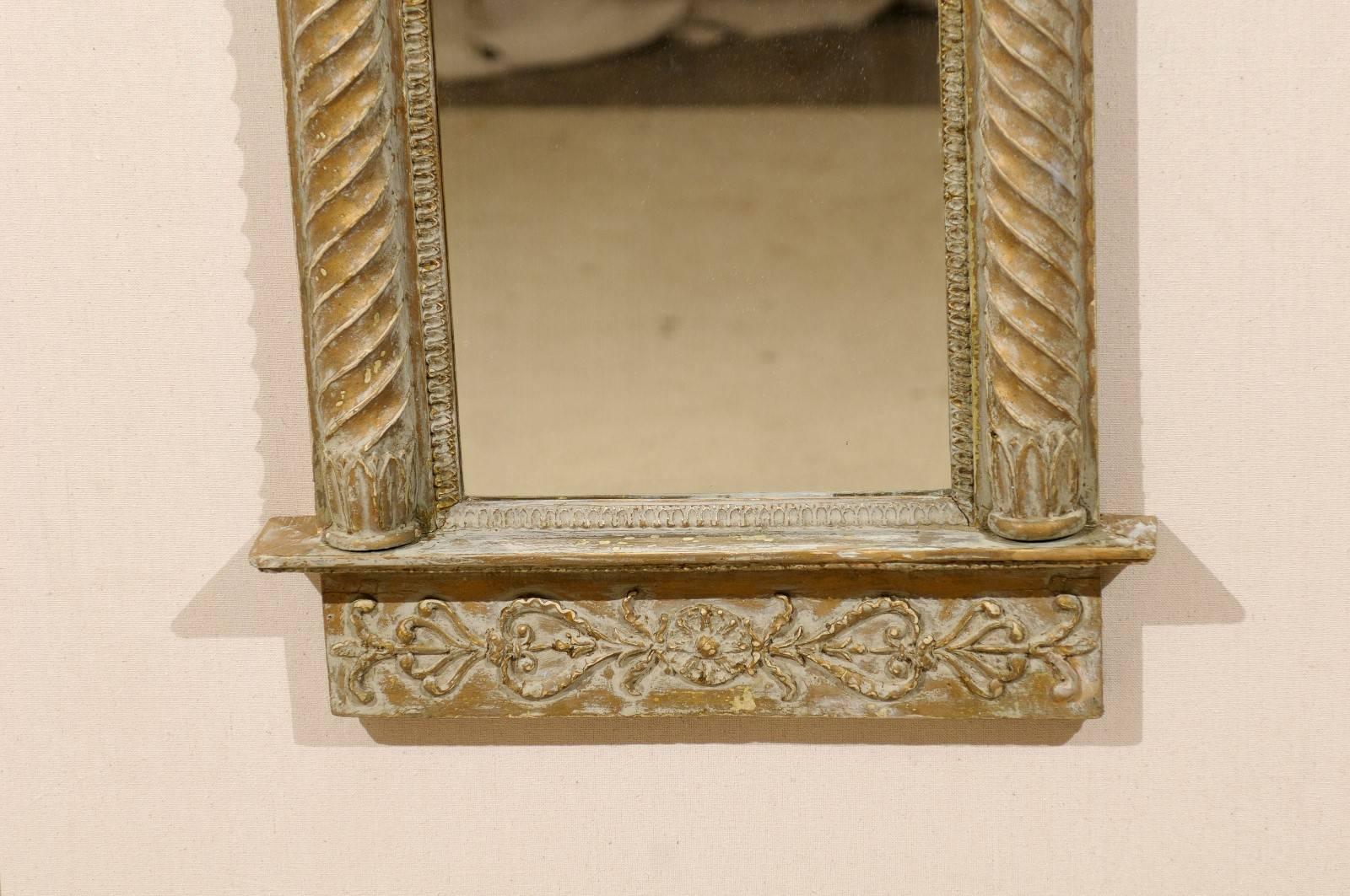 19th Century Neoclassical Swedish Wood Mirror with Twisted Columns, circa 1820