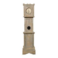 Antique 19th Century Swedish Clock with Rectangular Shape and Curvy Scalloped Crest