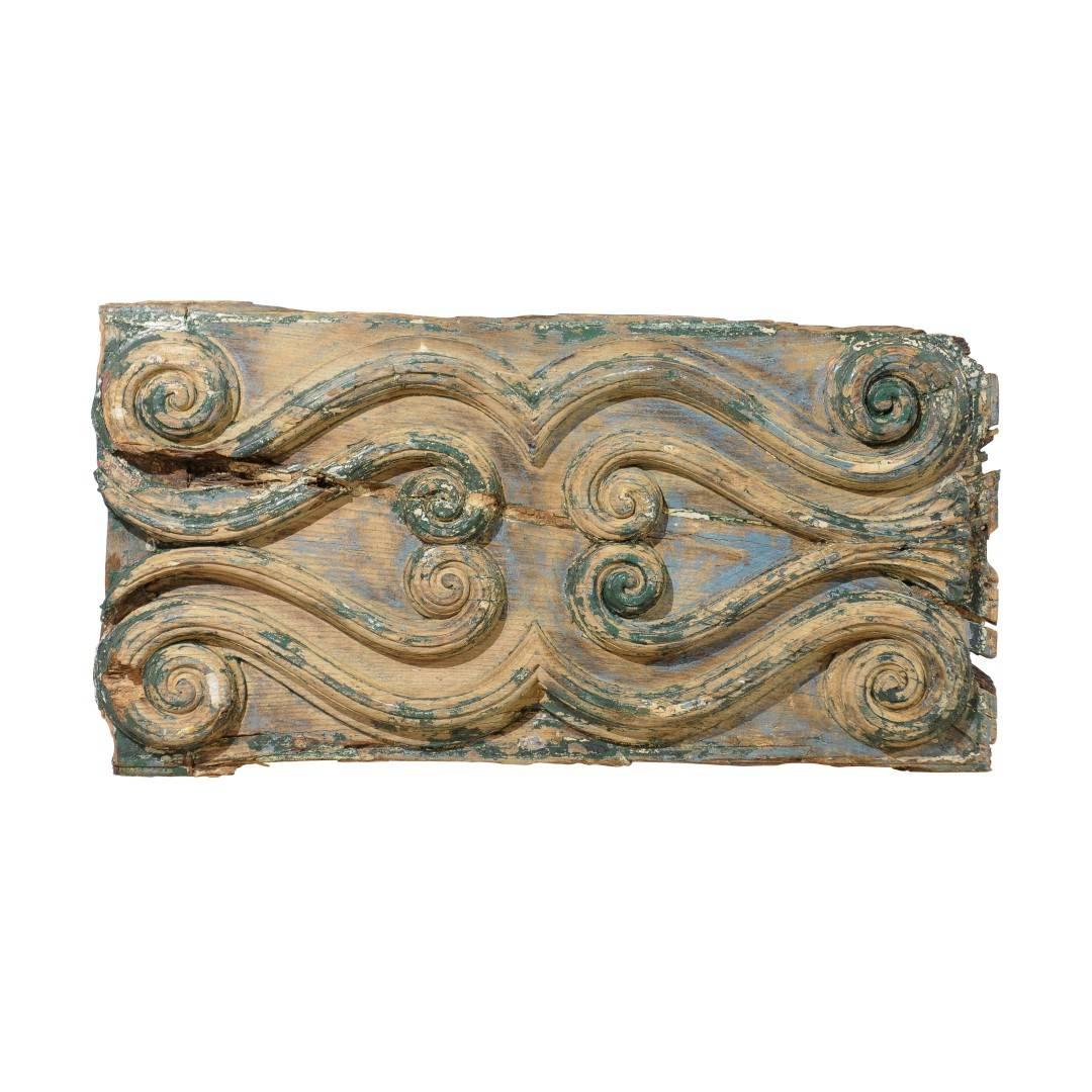 An Italian Volutes Decorated Wood Carved Wall Hanging Plaque, Late 18th Century