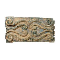 Antique An Italian Volutes Decorated Wood Carved Wall Hanging Plaque, Late 18th Century