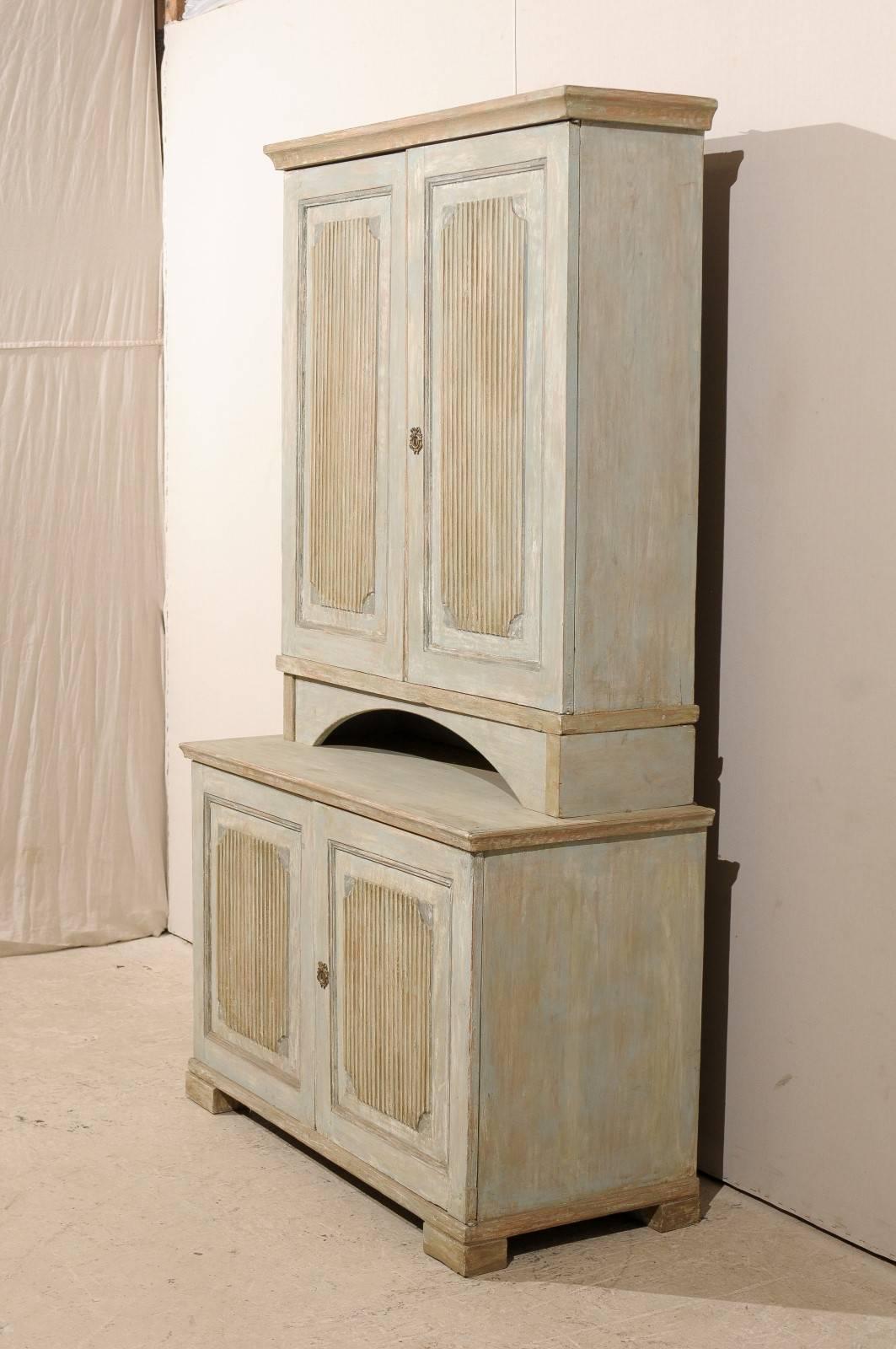 Wood Period Gustavian Swedish Cabinet from 19th Century with Many Interior Shelves