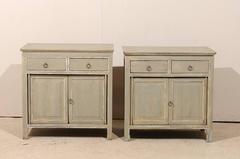 Pair of Two-Door Chests with Clean Lines and Round Hardware, Early 20th Century