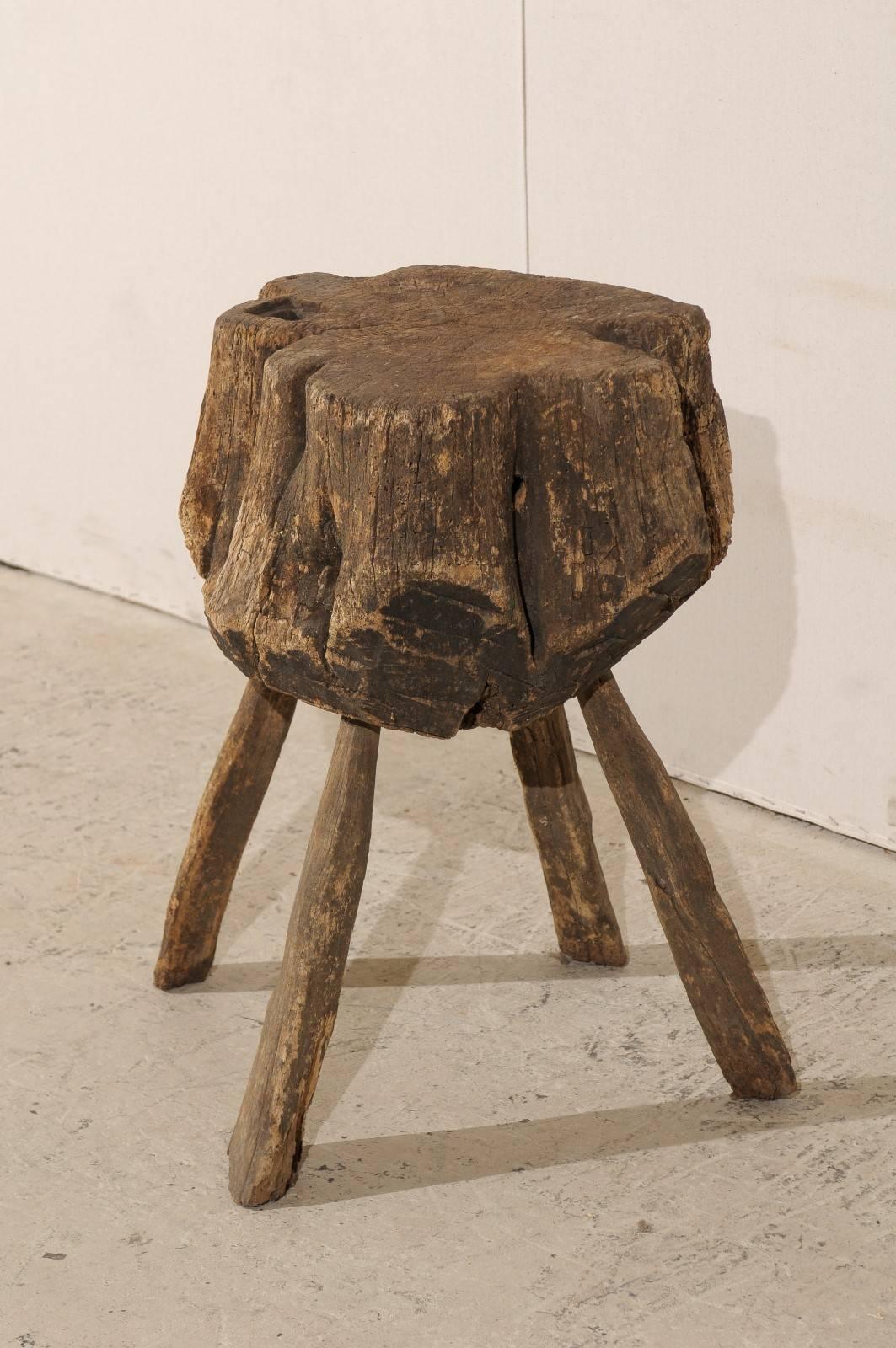 Wood Belgian 19th Century Rustic Tree Stump Drink Table
