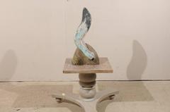 Carved Stone Seal on Rock Sculpture--Turquoise + Slate